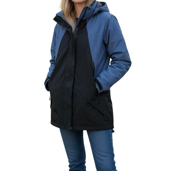 Lands’ End Women’s Blue Black Hooded Parka Jacket Size M (10–12) Regular - Picture 4 of 7